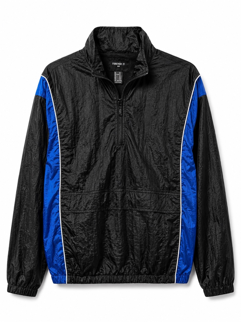 Forever 21 Black & Blue Half-Zip Windbreaker Pullover
